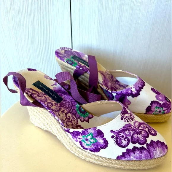 Burberry Wedge Wrap Sandals - Picture 1 of 8